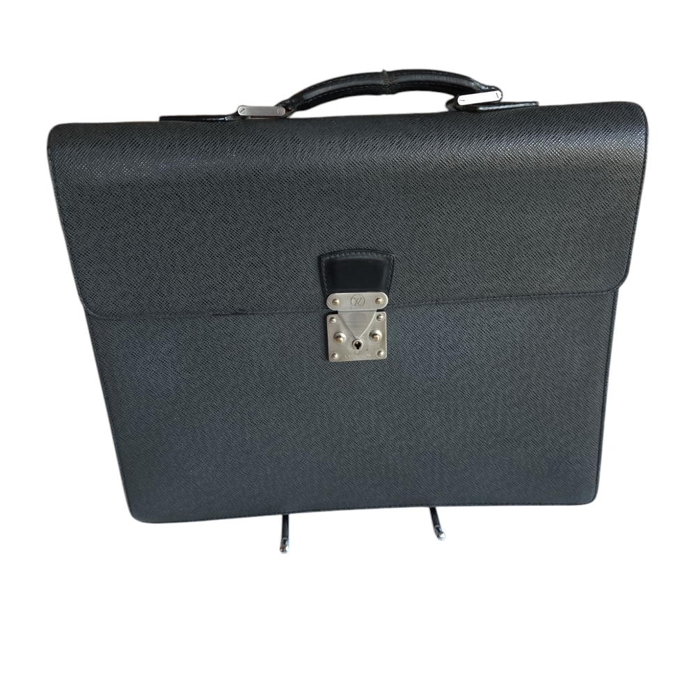 Vintage Louis Vuitton Elegant Black Taiga Leather Briefcase